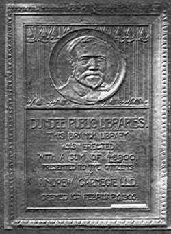 Bronze plaque at Arthurstone Library Dundee