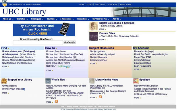 UBC Library Homepage